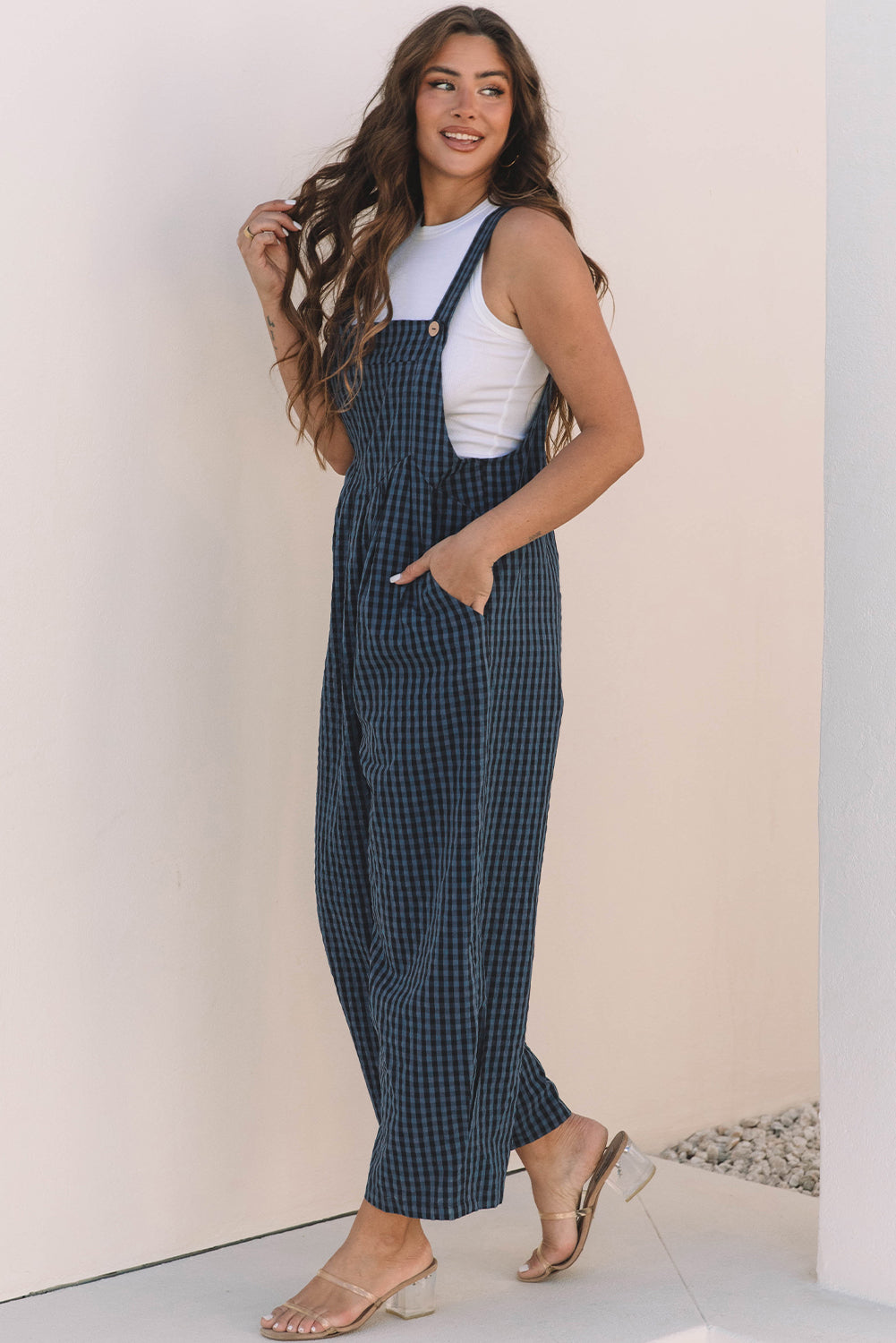 Blue Plaid Overalls