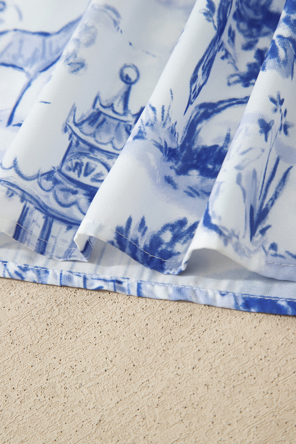 Blue Toile Print Smocked Puff Sleeve Blouse Dear-Lover Dropshipping Tops/Blouses & Shirts