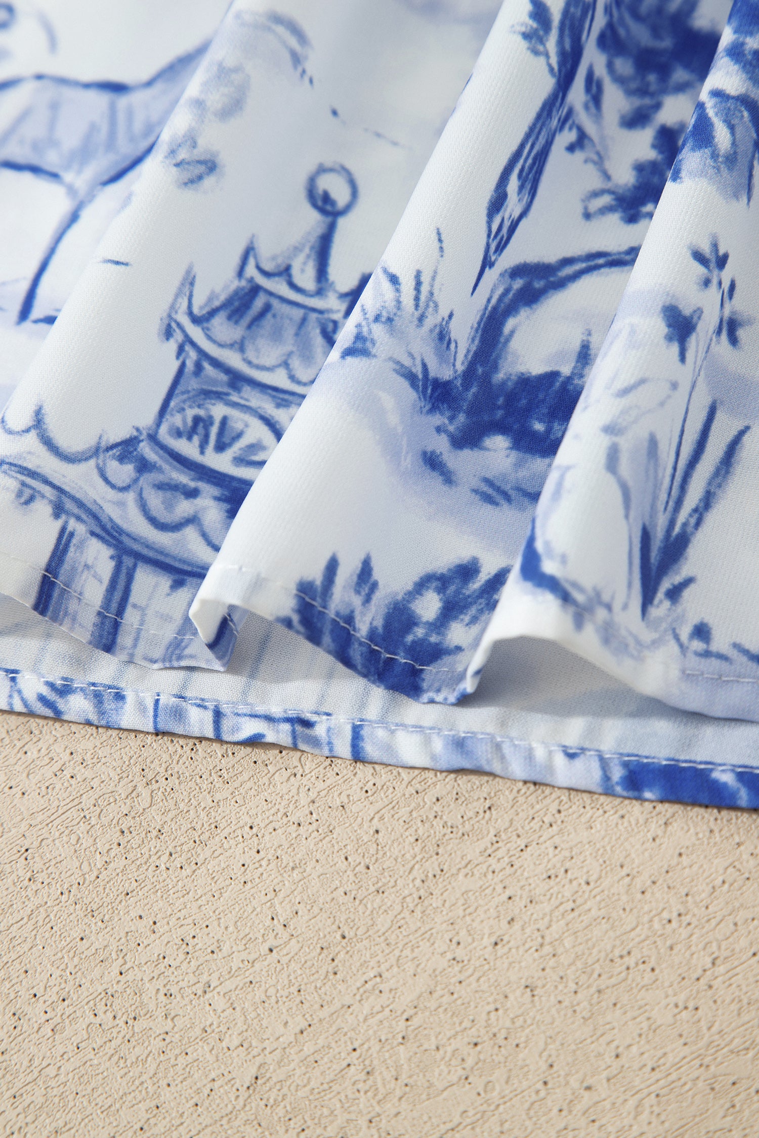 Blue Toile Print Smocked Puff Sleeve Blouse Dear-Lover Dropshipping Tops/Blouses & Shirts