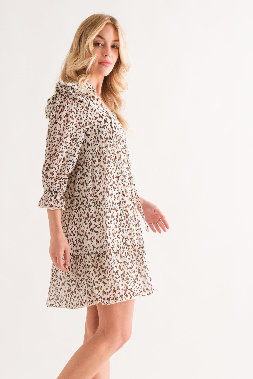 Leopard Ruffle Hem Mini Dress