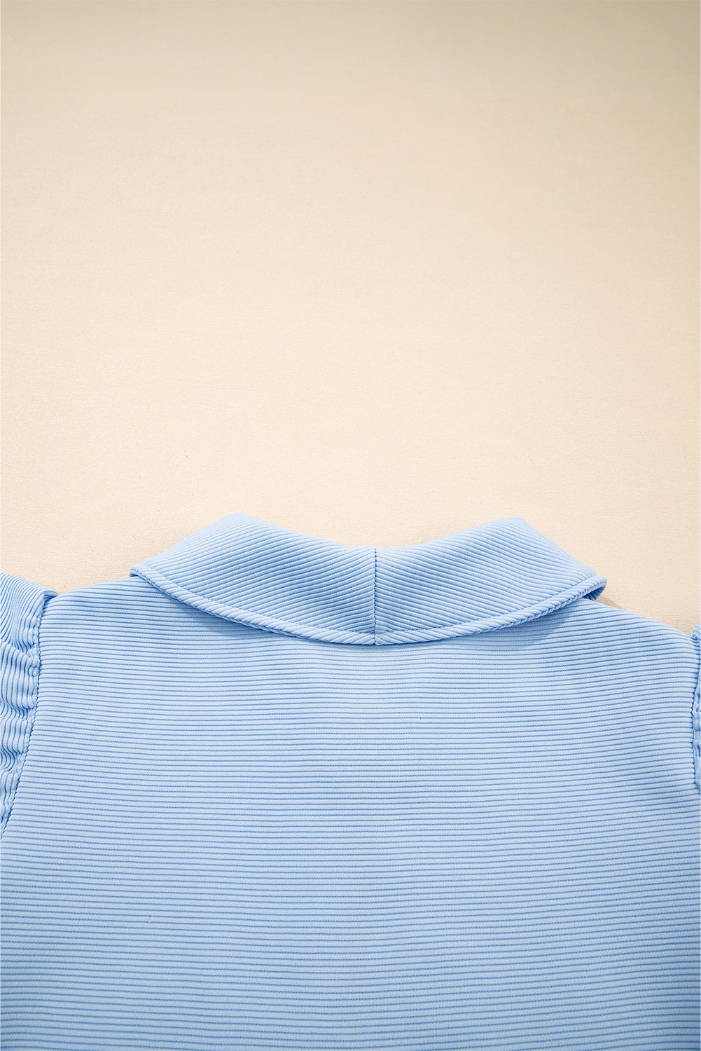 Baby Blue Textured Flutter Sleeve Zipped Top and Wide Leg Capris Set