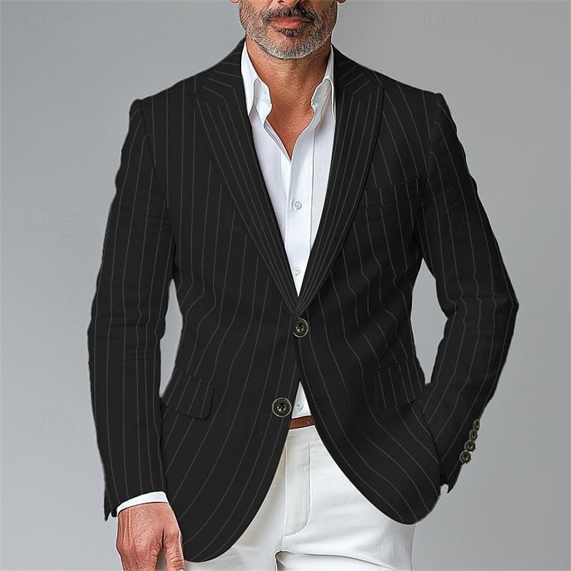 Men's Striped Two Button Blazer