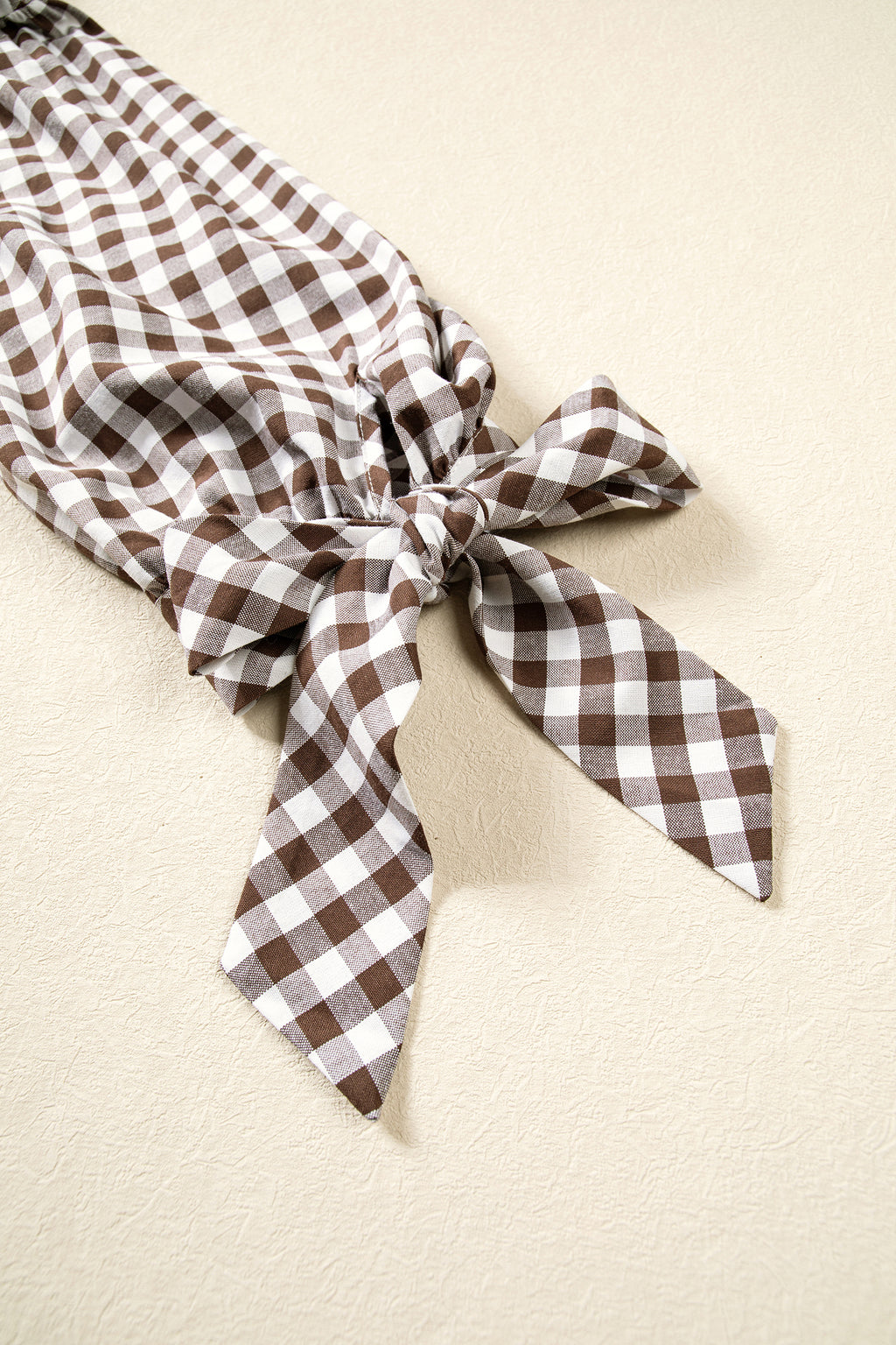 Brown Plaid Ruffle-Front Button Down Shirt