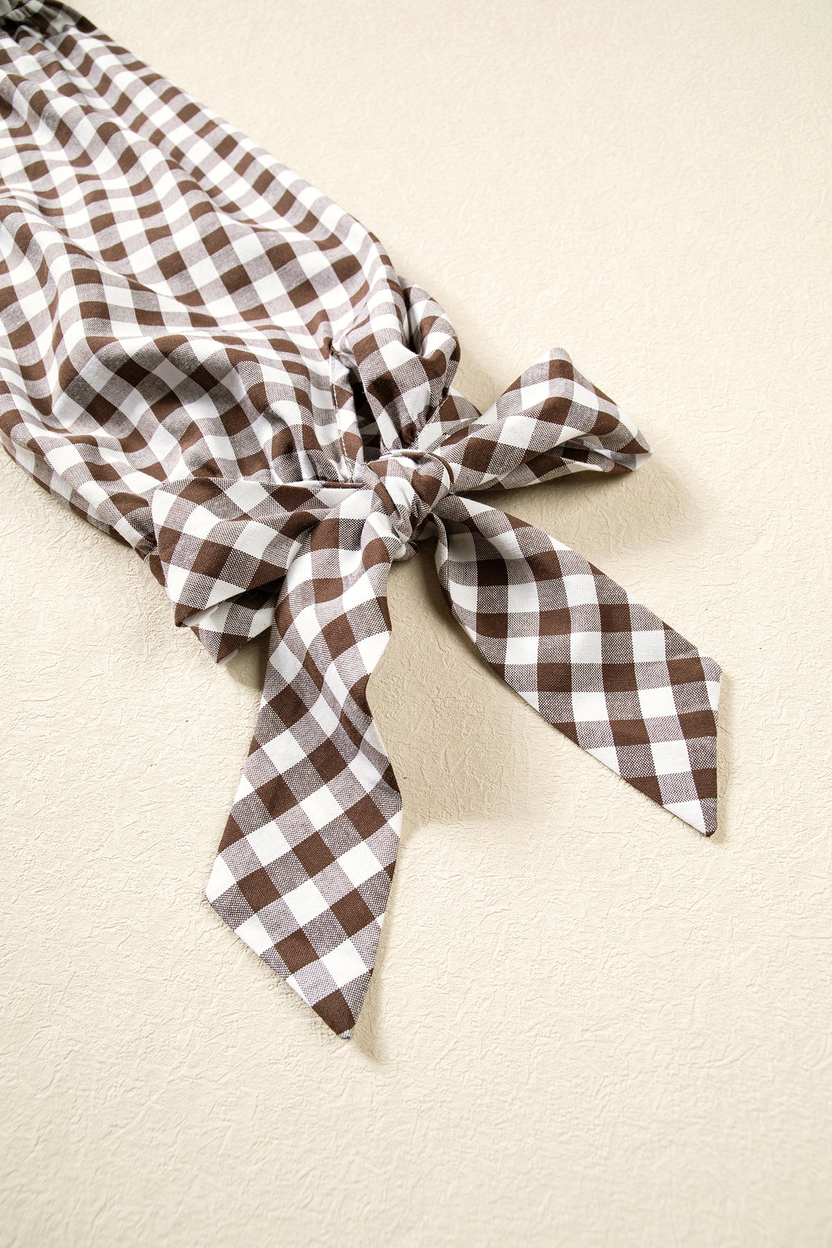 Brown Plaid Ruffle-Front Button Down Shirt