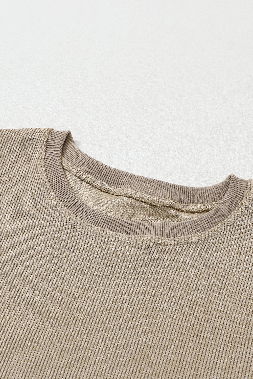 Plain Corded Crew Neck Sweatshirt