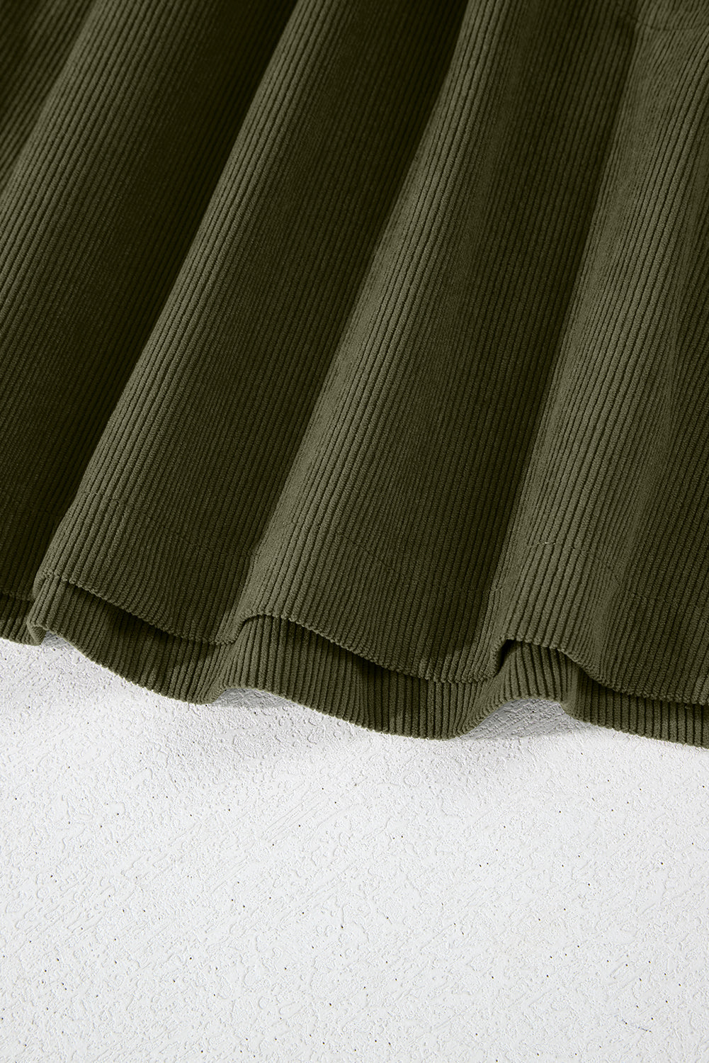 Army Green Corduroy 1/4 Snap Empire Waist Bracelet Sleeve Dress