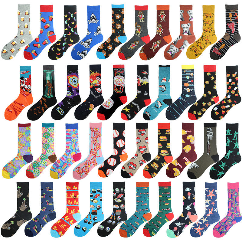Men's Mid-Calf Colorful Jacquard Socks