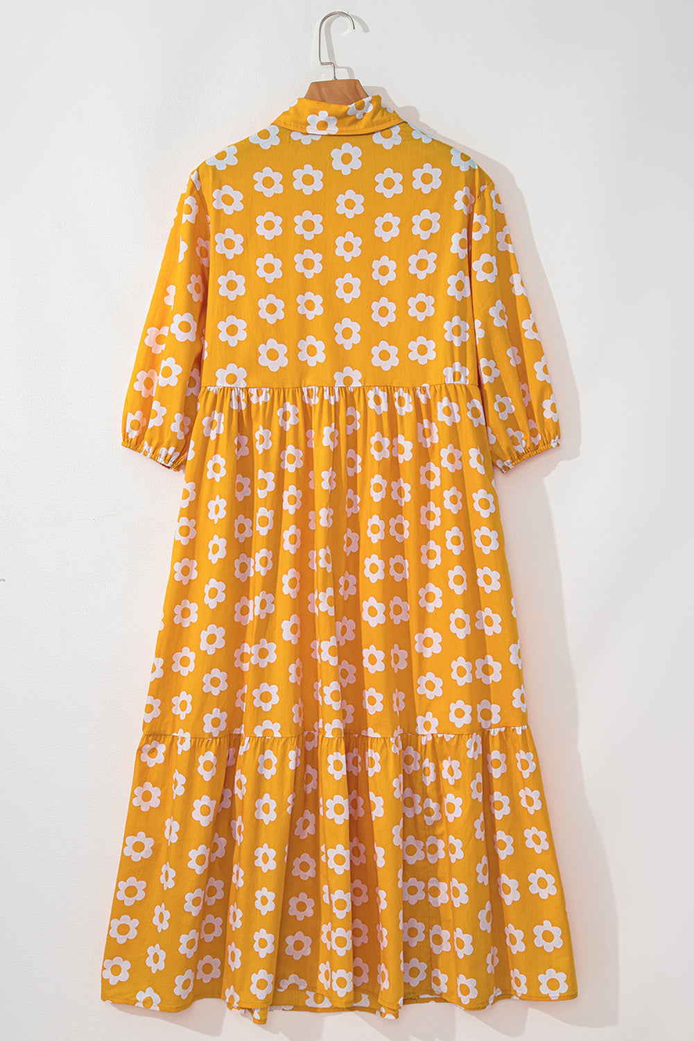 Back of Gold Flower Midi Dress