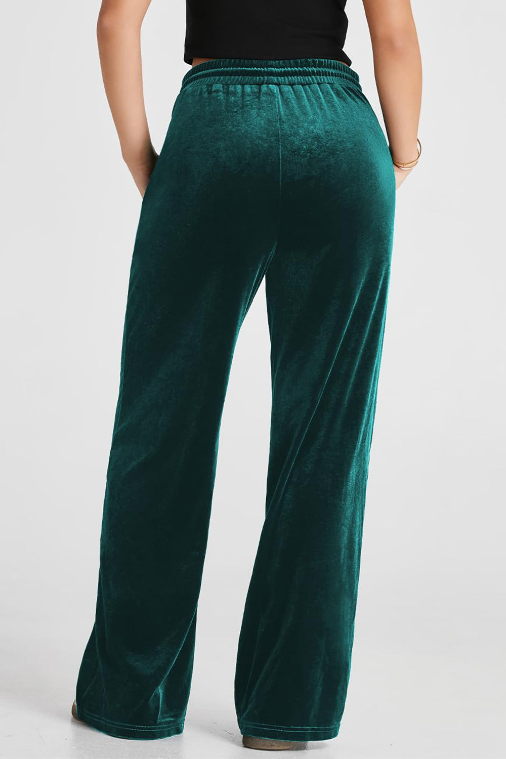 Velvet Drawstring Elastic Waist Pants