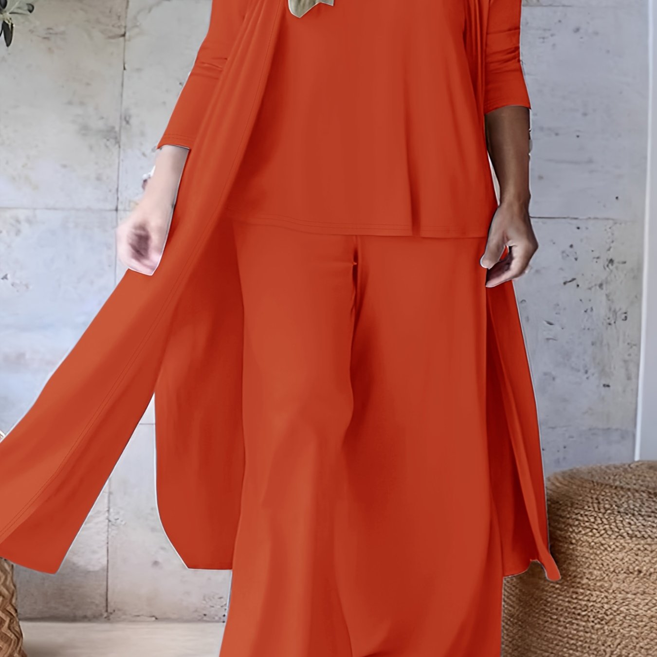 Billowy Plus Size 3pcs Pants Set