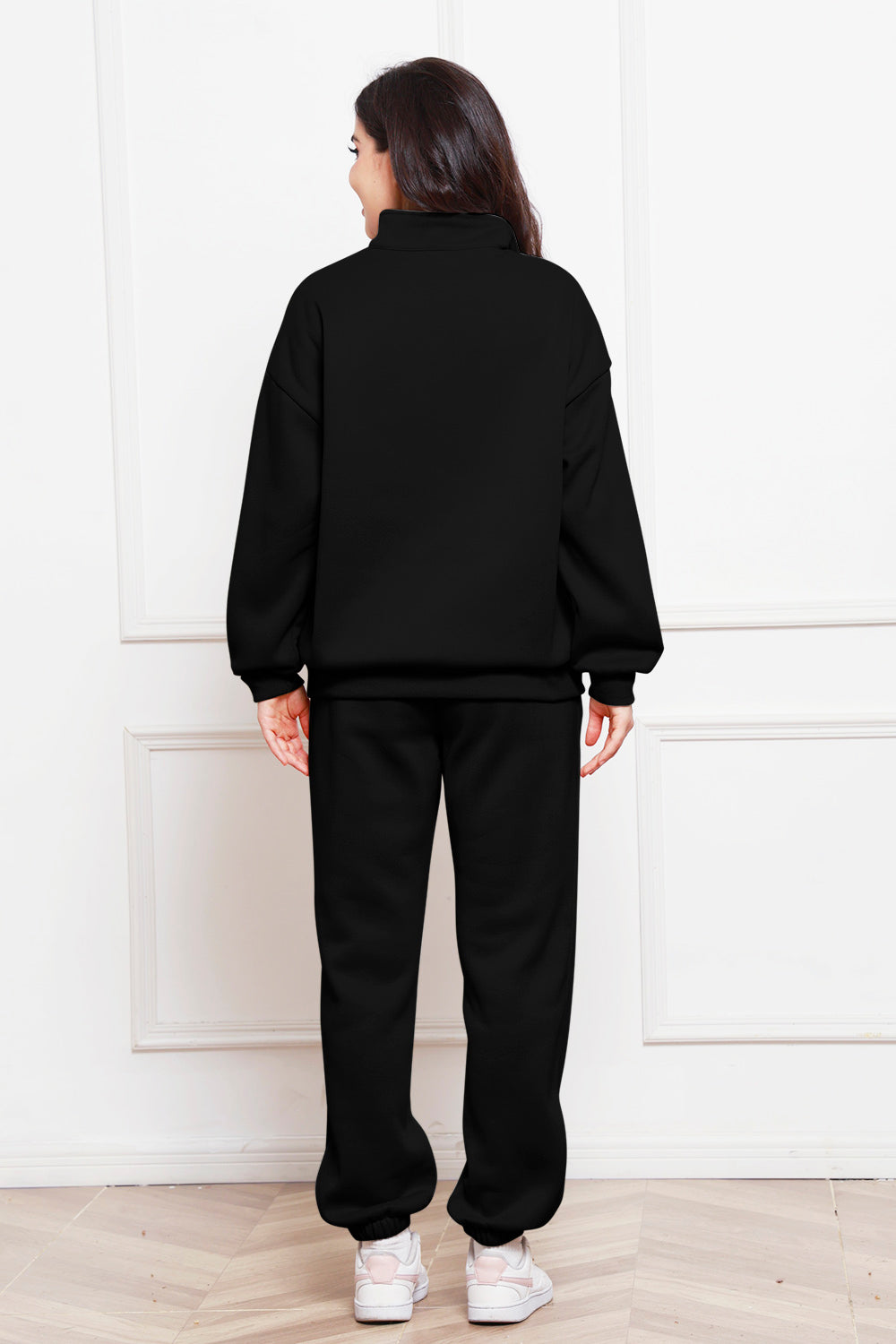 Lady's Solid Color Half Zip Sweatsuit