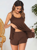 Scoop Neck Top and Shorts Lounge Set Chocolate Bazaare Mart Shorts Lounge Set