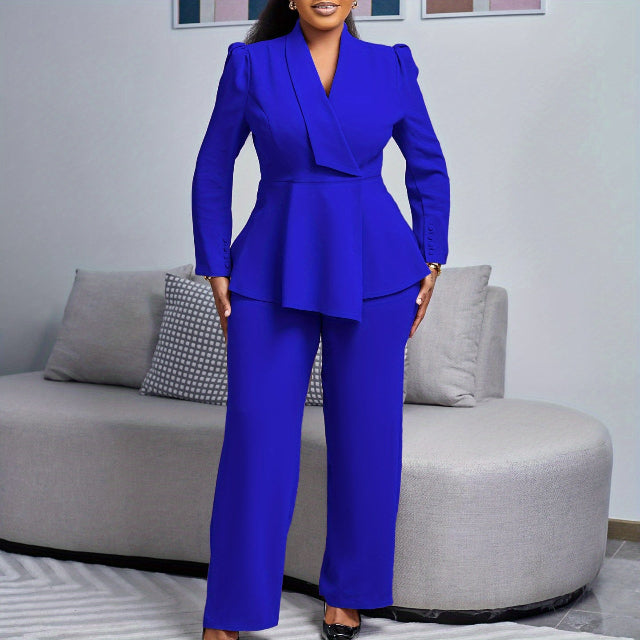 Solid Color Wide-leg Pants Suit