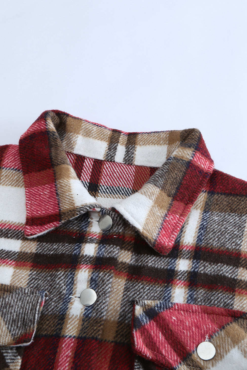 Red Plaid Pocketed Shacket
