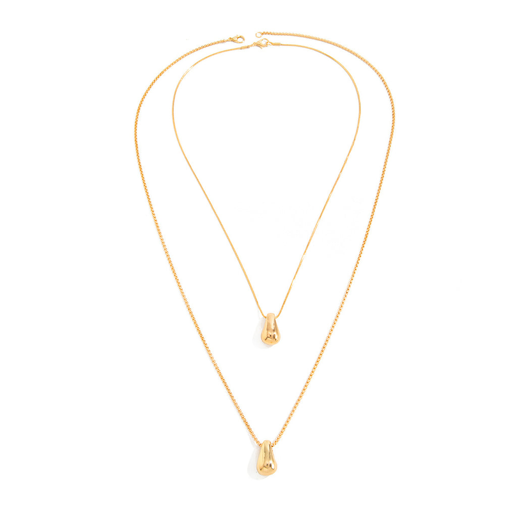 Minimalist Water Drop Pendant Necklace Set