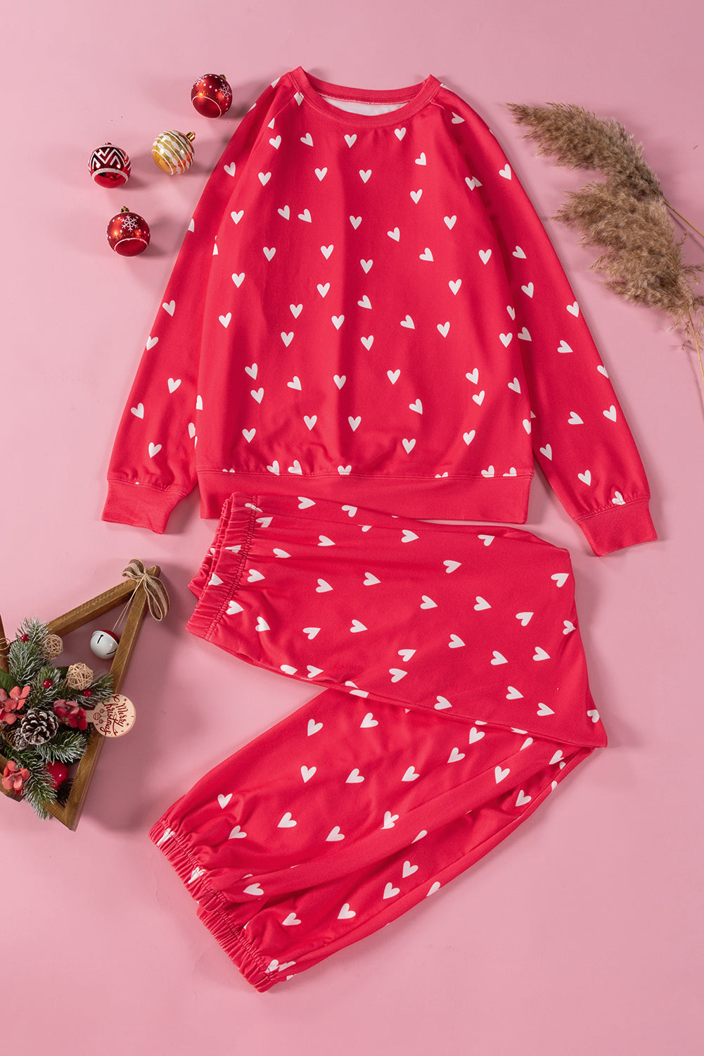 Red Heart Print PJ Set