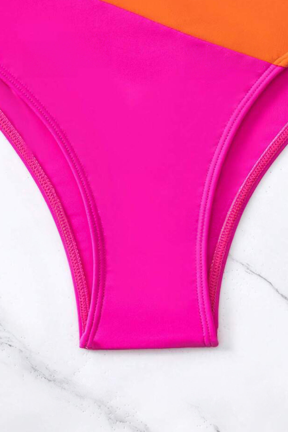 Magenta and Orange 2-Tone Twist Top High Waist Bikini