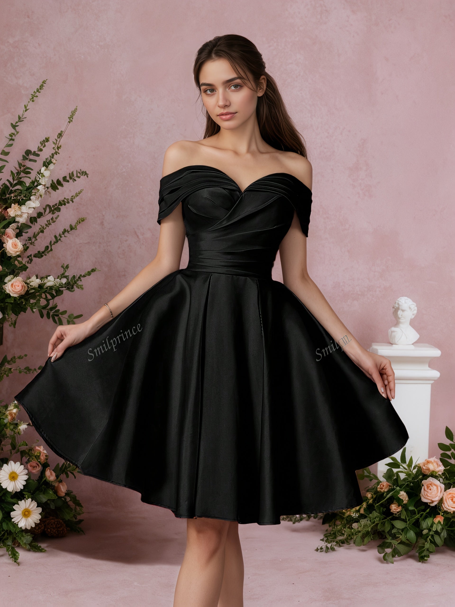 Elegant Sweetheart Off Shoulder Full Skirt Party Dress