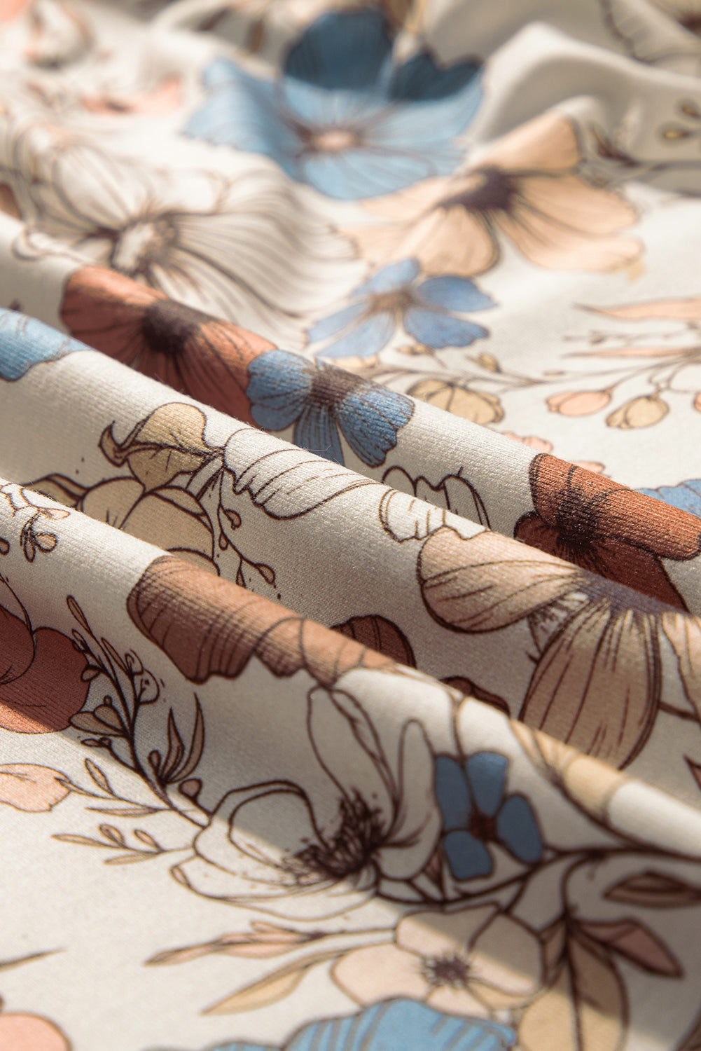 Khaki Floral Print Long Sleeve T Shirt
