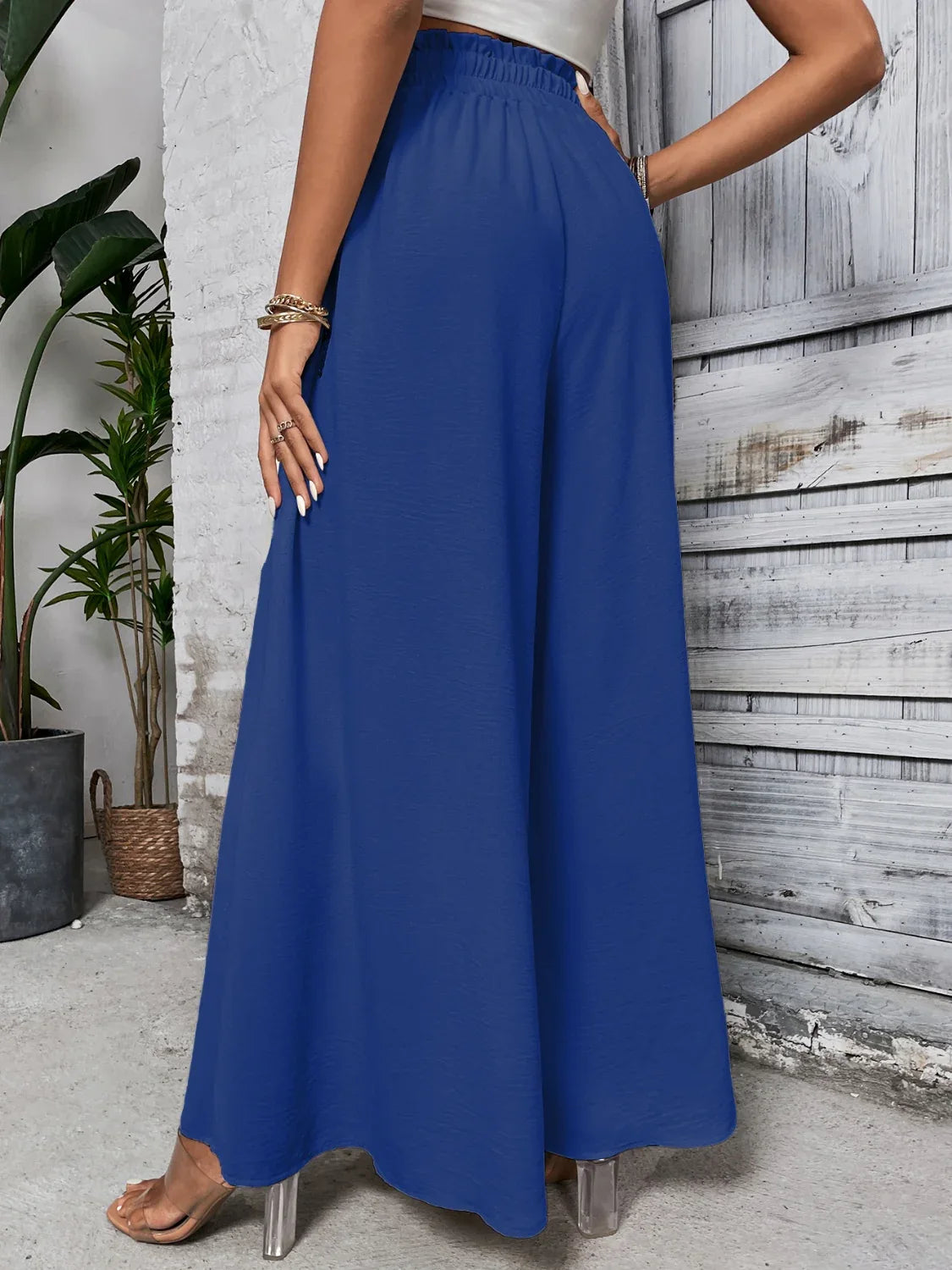 Tied High Waist Wide Leg Pants Bazaare Mart Extra Wide Leg Pants