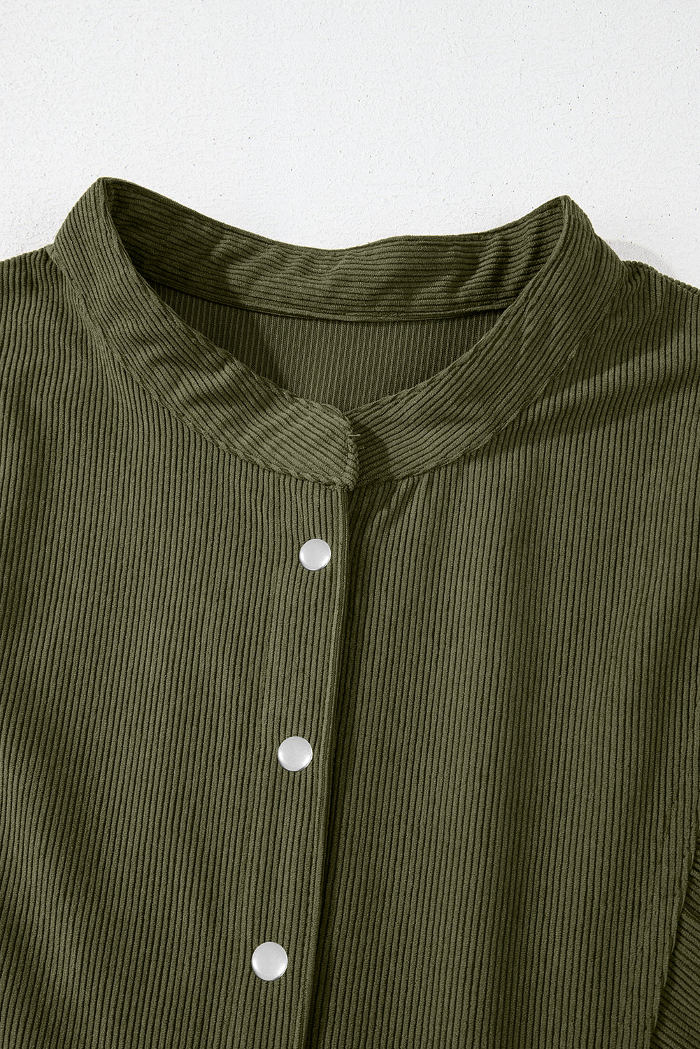 Army Green Corduroy 1/4 Snap Empire Waist Bracelet Sleeve Dress