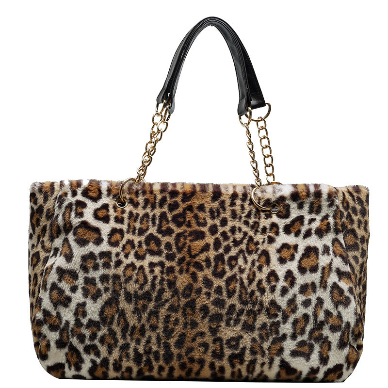 Ladies Large Capacity Plush Faux Fur Tote Bag