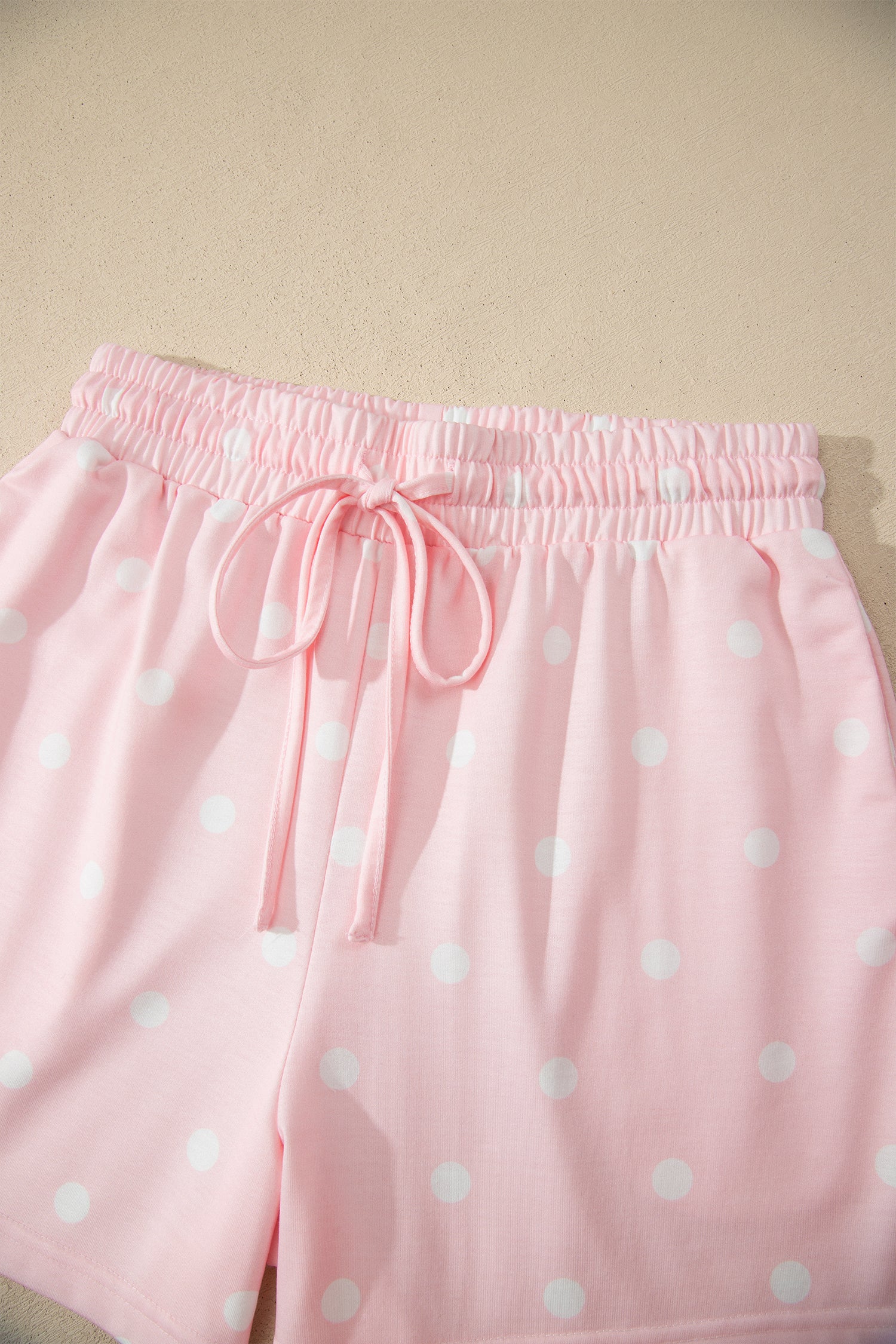 Women’s Polka Dot Shorts Set – Exposed Seam Tee & Drawstring Shorts Outfit Dear-Lover Dropshipping Two Piece Sets/Short Sets