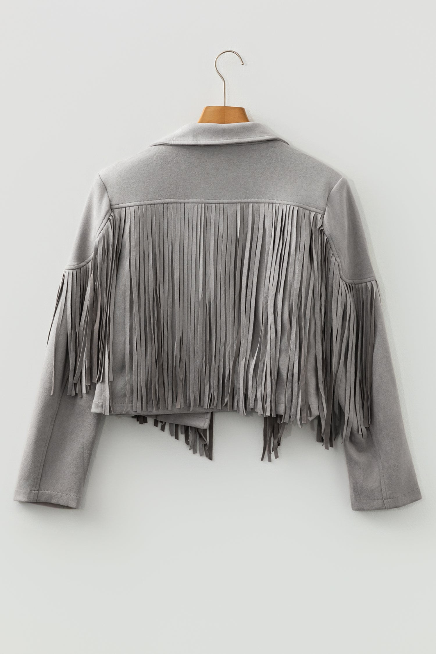 Cropped Fringed Faux Suede Jacket Bazaarre Mart Outerwear/Jackets