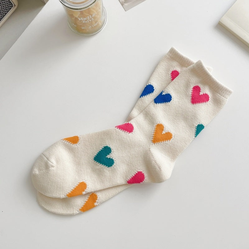 Thick Mid-calf Heart Socks