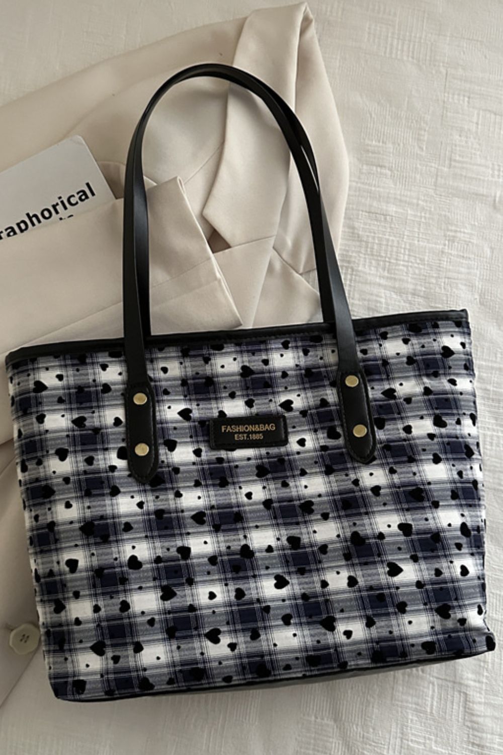 B&W Plaid Tote Bag