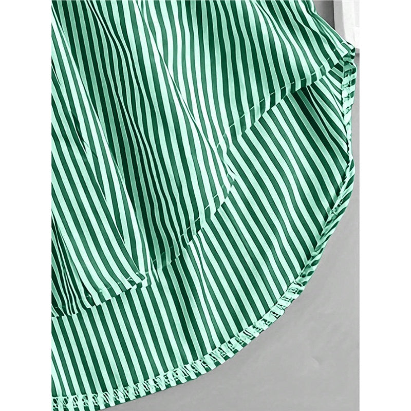Oversized Long Buttoned Stripe Shirt
