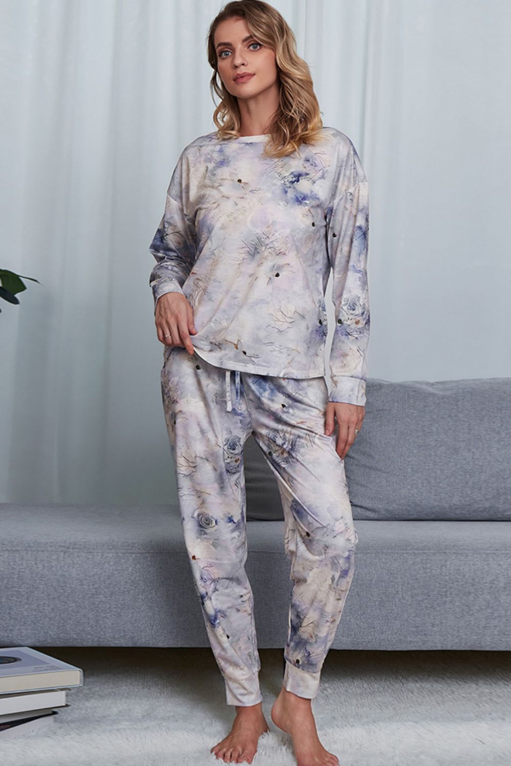 Tie-Dye Crewneck Long Sleeve Lounge Set