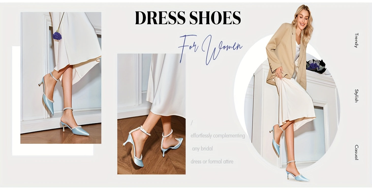 Pearl Embellished Pointed Toe Satin Pumps