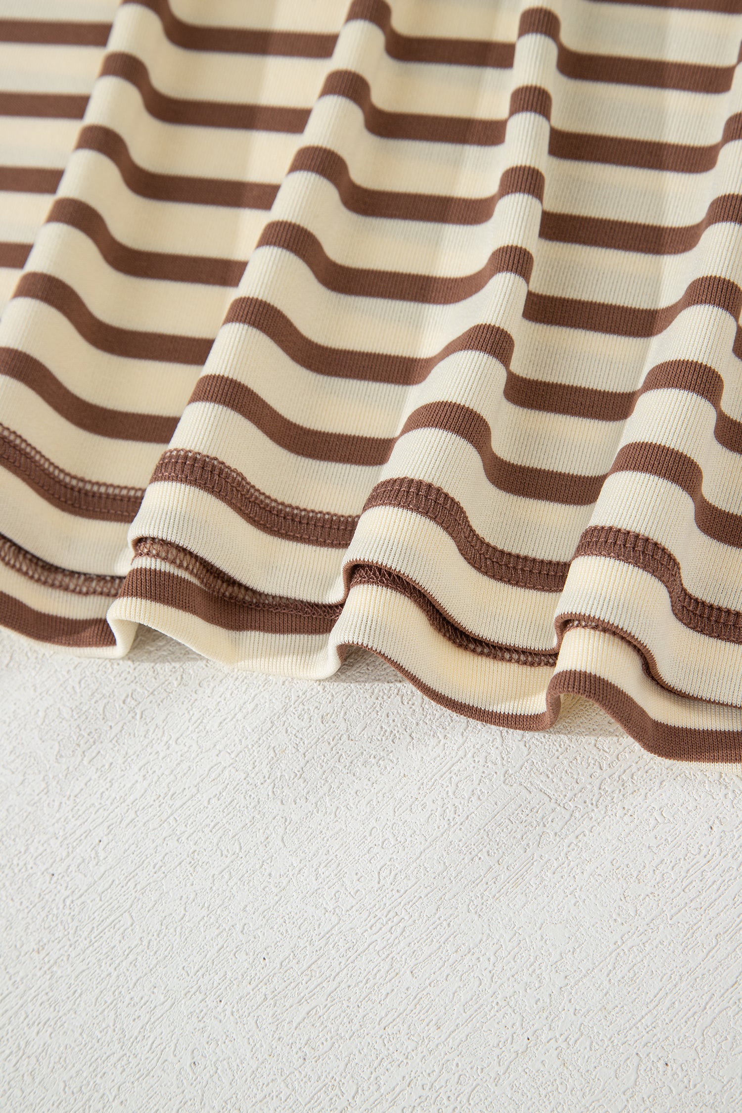 Brown Stripe Half Buttons Top and Shorts Set Dear-Lover Dropshipping Two Piece Sets/Short Sets
