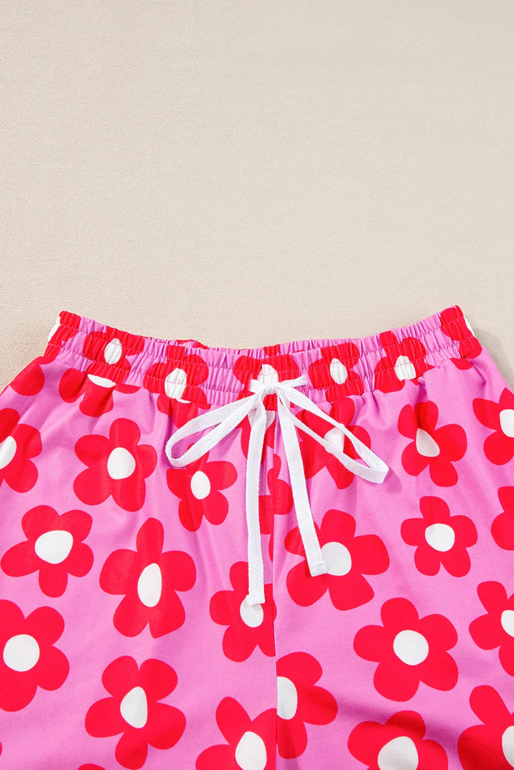 Pink Flower Print Short Sleeve Shirt Pajamas Set Dear-Lover Loungewear & Sleepwear/Sleepwear