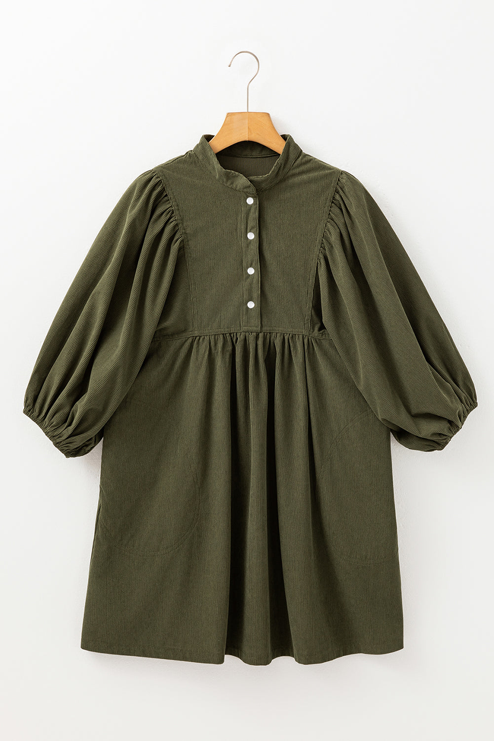 Green Corduroy Empire Waist Dress