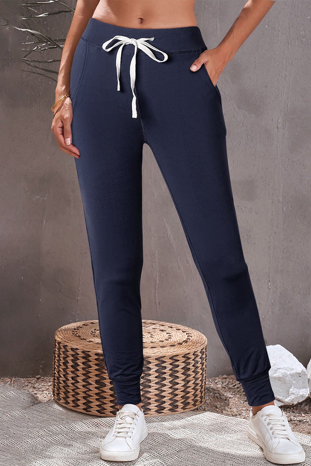 Drawstring Waist Pocketed Joggers