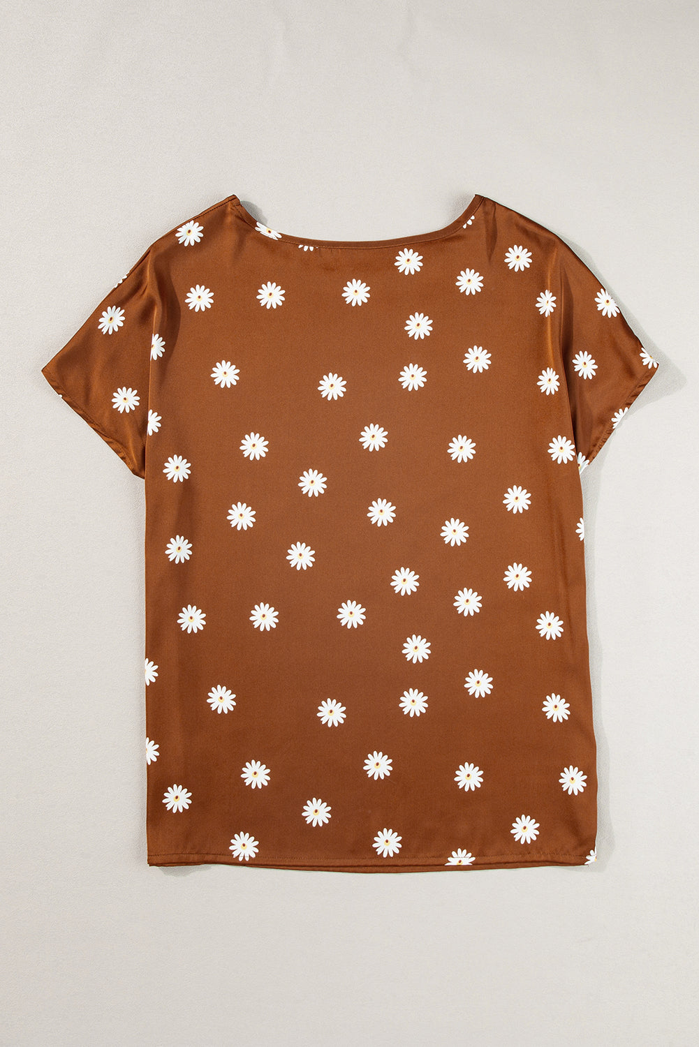 Chestnut Daisy Print Short Sleeve Top