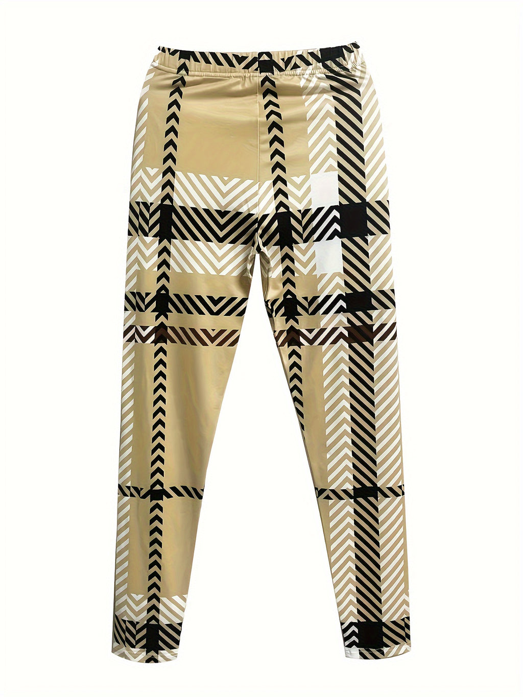 Plaid Beige Pants Set