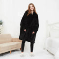 Heated Hoodie Blanket Black Bazaare Mart Heated Blanket Robe