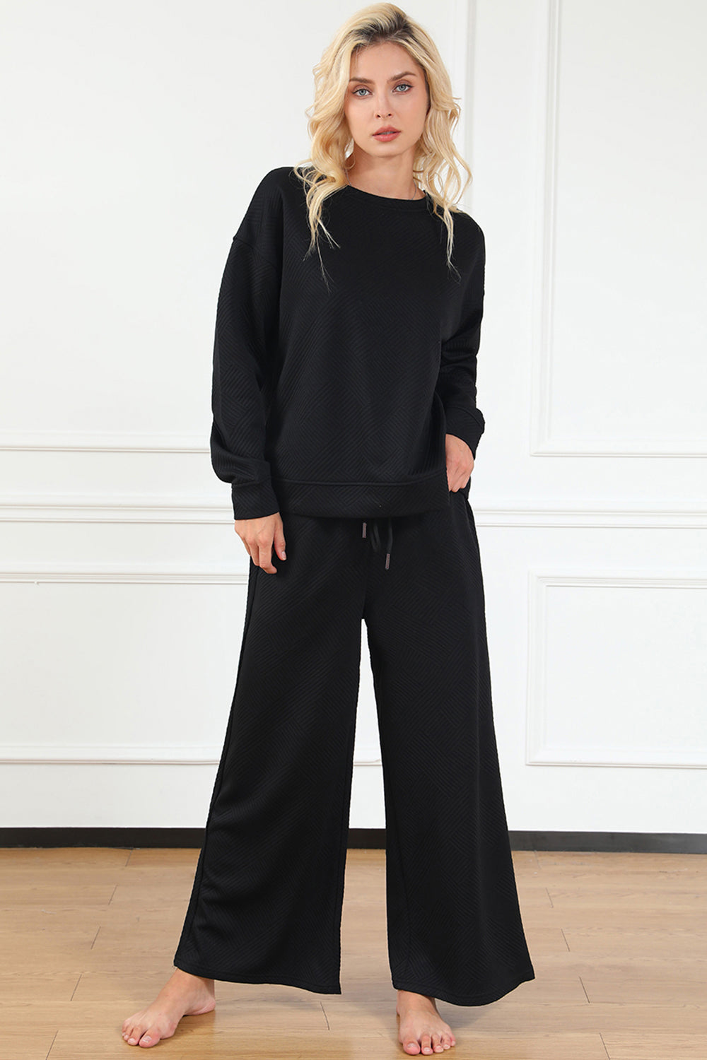 Wide Leg Sweat Pants Set