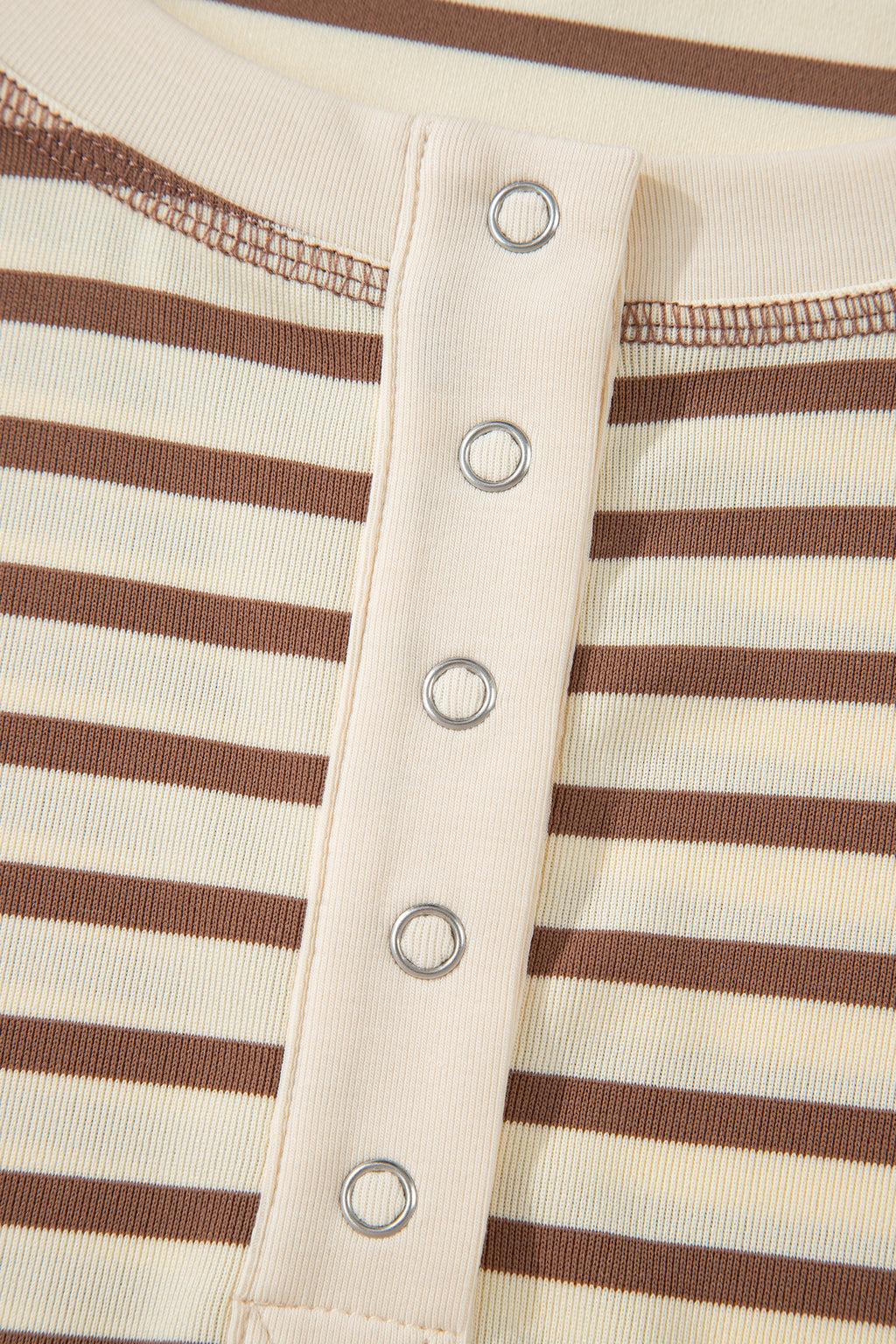 Brown Stripe Half Buttons Top and Shorts Set Dear-Lover Dropshipping Two Piece Sets/Short Sets