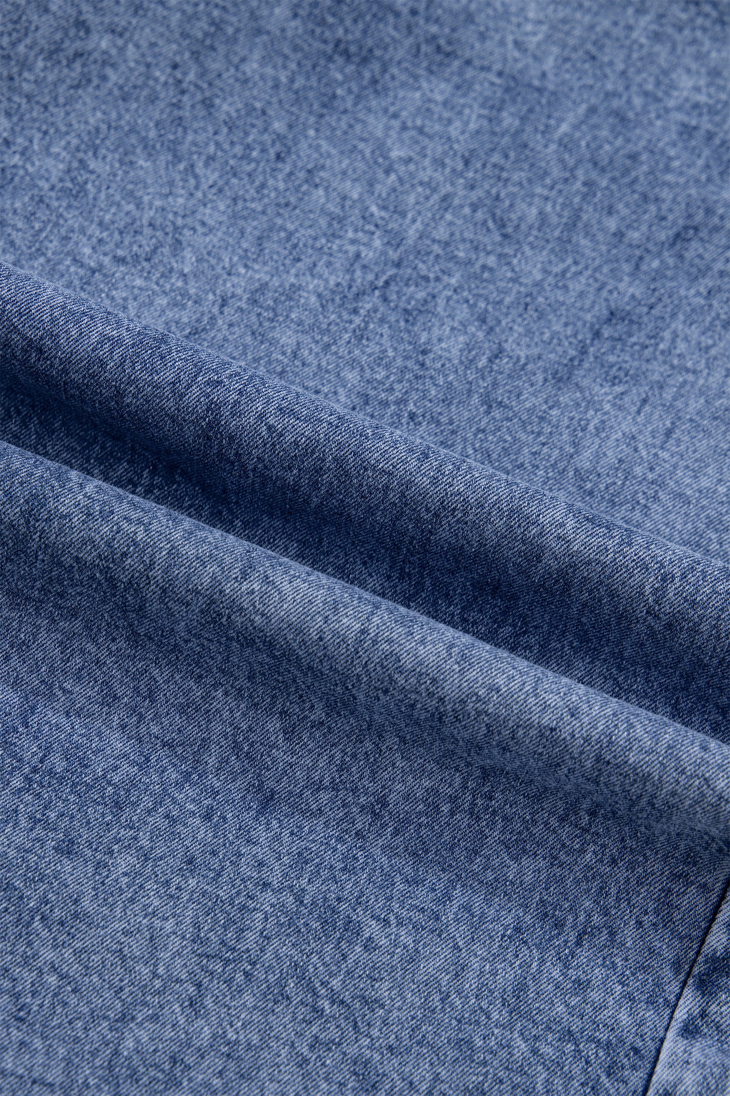 Blue Vintage Wash Denim Ruffle Button Down Shirt Bazaare Mart Tops/Blouses & Shirts