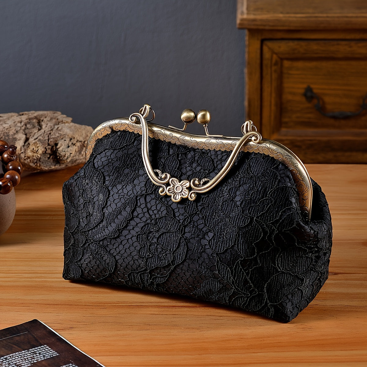 Small Floral Lace Clutch Bag