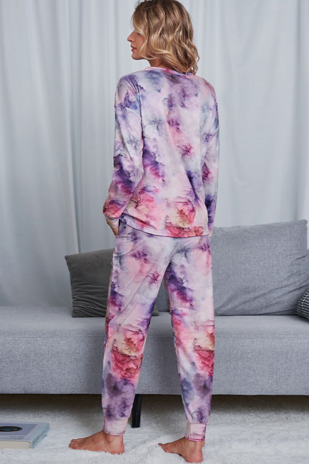 Tie-Dye Crewneck Long Sleeve Lounge Set