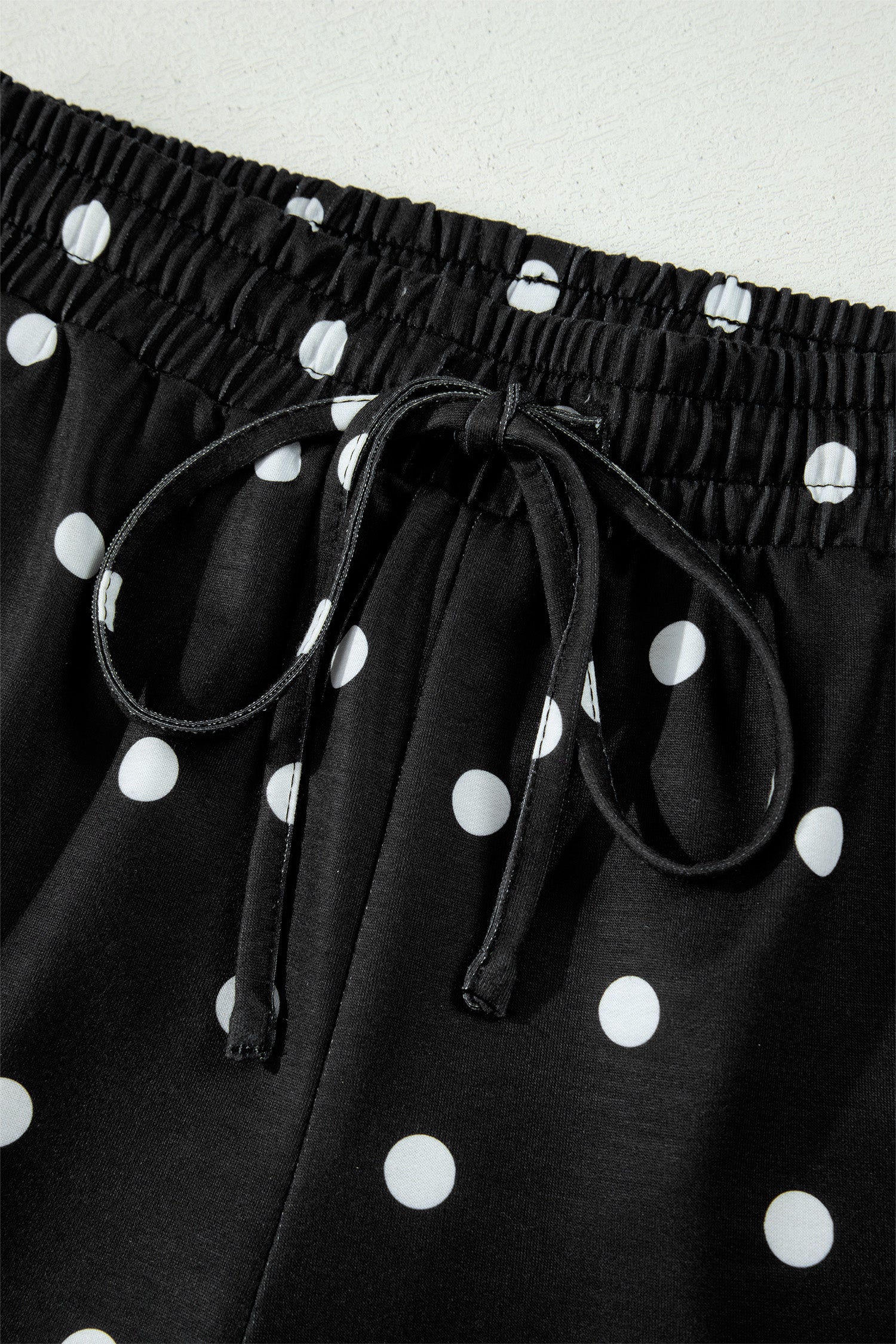 Women’s Polka Dot Shorts Set – Exposed Seam Tee & Drawstring Shorts Outfit Dear-Lover Dropshipping Two Piece Sets/Short Sets