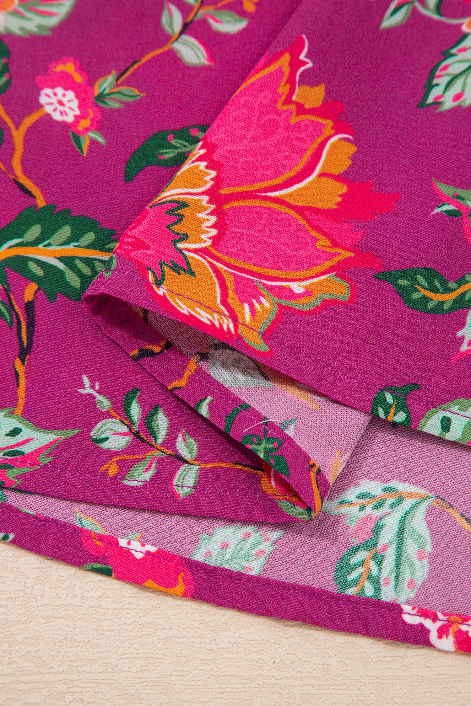 Rose Contrast V Neck Floral Blouse Bazaare Mart Tops/Blouses & Shirts