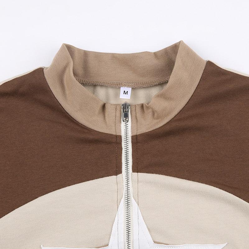 Star Color Block Long Sleeve Top CJ Dropshipping Long Sleeve Star Tee