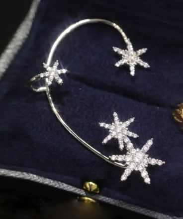 Silver Stars Ear Jewelry