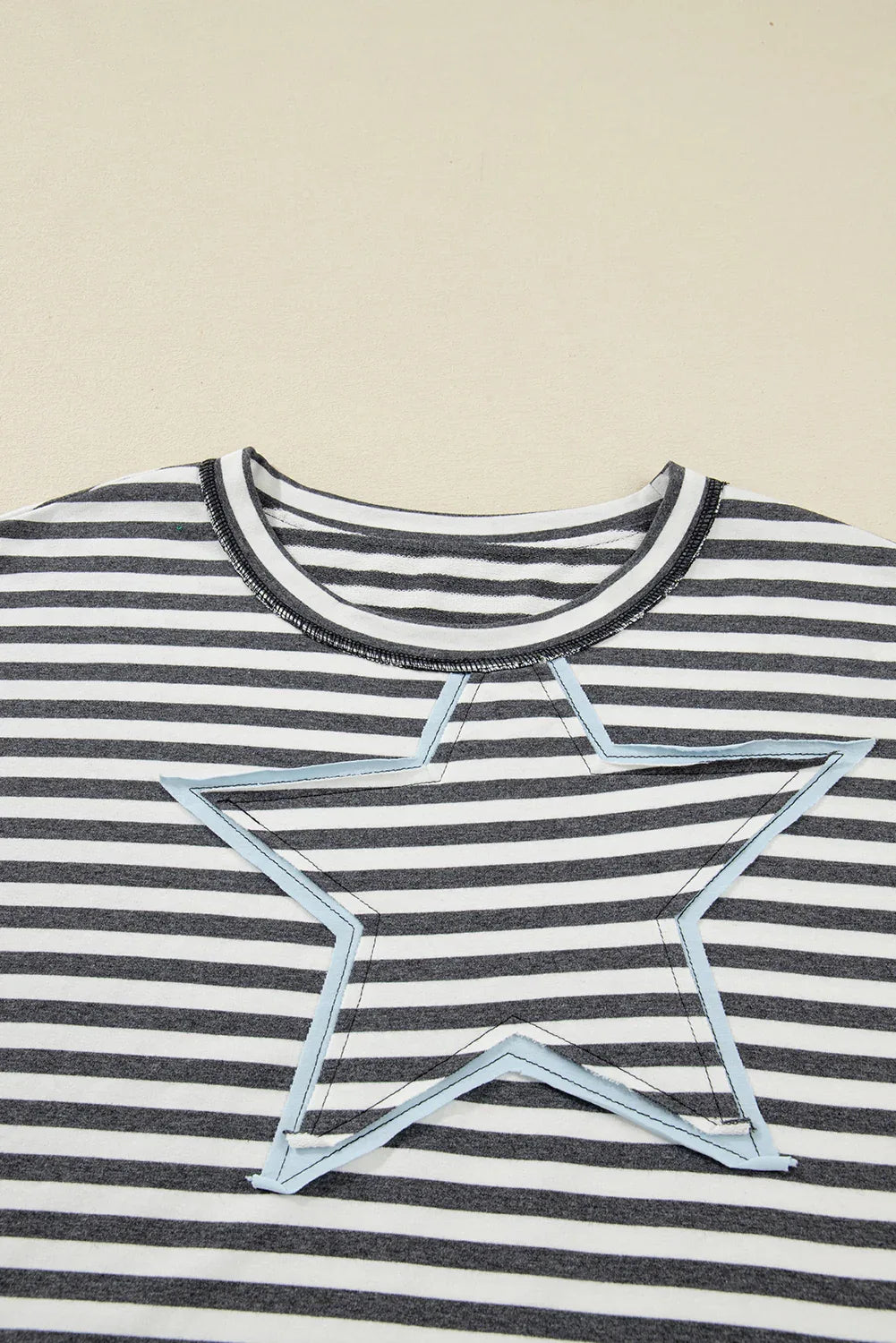 Gray Stripes and Stars Plus Size Long Sleeve Top Bazarre Mart Plus Size/Plus Size Tops/Plus Size Long Sleeve Tops